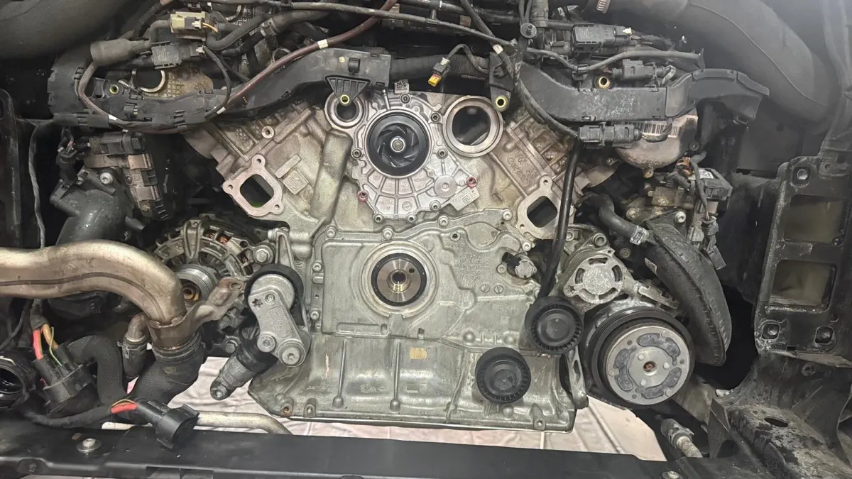 Engine bay during mechanical service